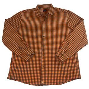 UNTUCKit Shirt Mens Size XL Blue Orange Gingham Button Long Sleeve Preppy Casual